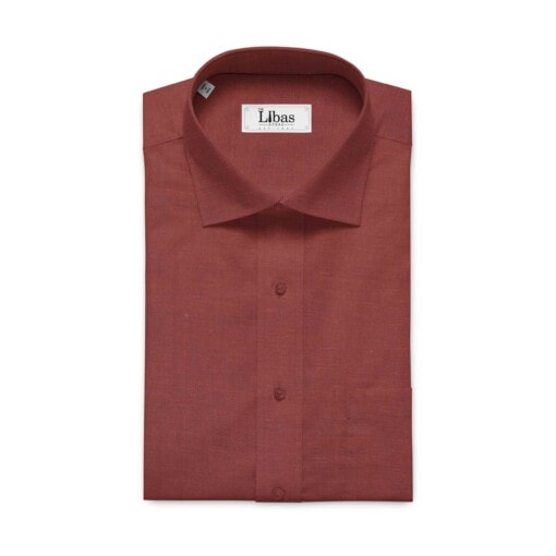 Linen Club Burgandy Red 100% Pure Linen Shirt Fabric