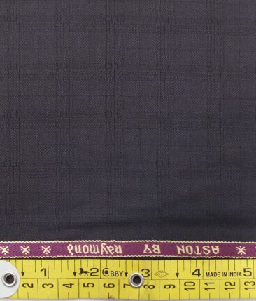 Raymond Men's Dark Purple Self Check Poly Viscose Trouser Fabric (Unstitched - 1.25 Mtr)