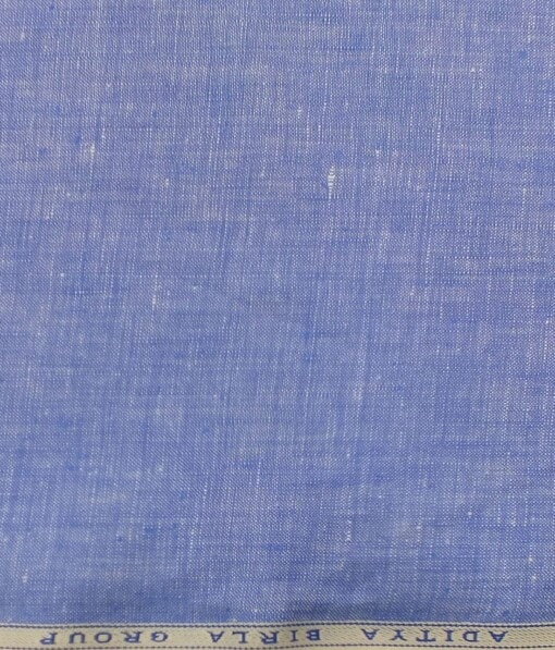 Linen Club Light Sky Blue 100% Pure Linen Self Design Unstitched Trouser Fabric