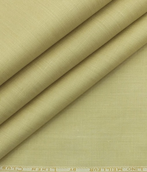 Linen Club Parmesean Beige 100% Pure Linen Self Design Unstitched Trouser Fabric