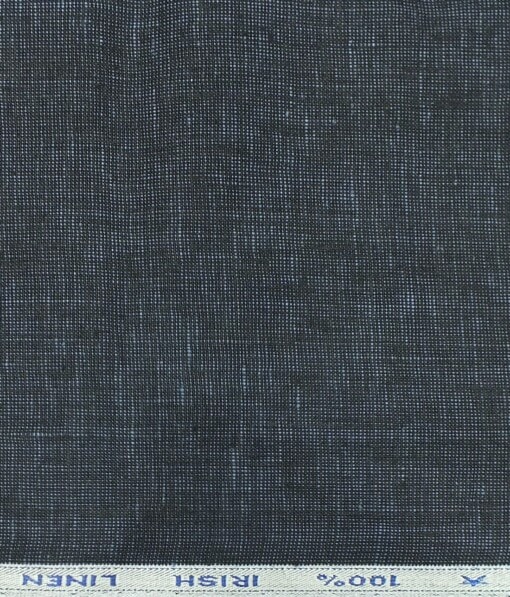 Arvind Dark Blue 100% Pure Linen 25 LEA Structured Unstitched Trouser Fabric