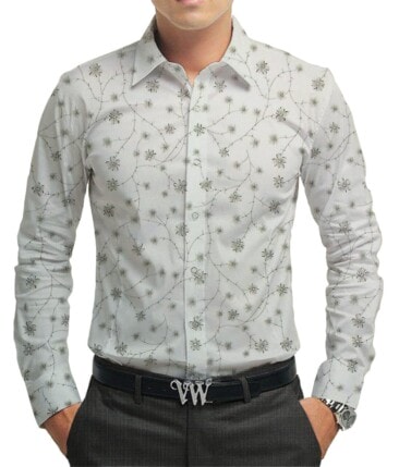 Raymond Medium Grey Self Design Structured Trouser Fabric With Exquisite White Floral Printed Shirt Fabric (Unstitched)