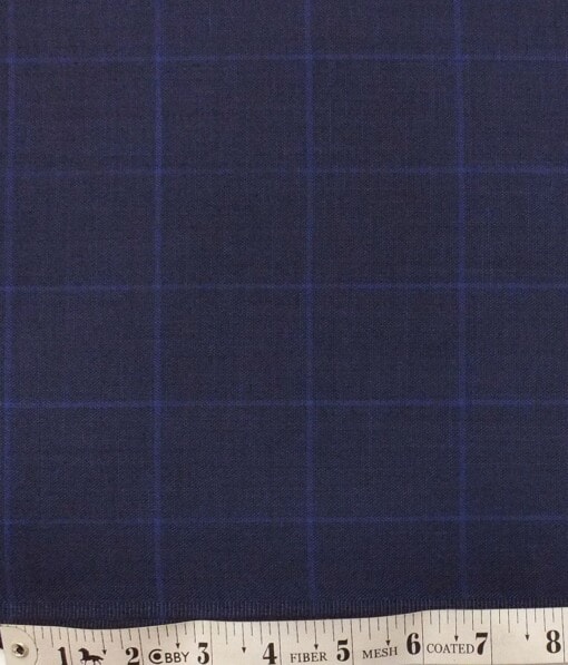 Italian Channel Dark Royal Blue Broad Checks Premium Unstitched Trouser Fabric