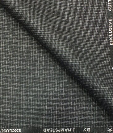J.Hampstead by Siyaram's Men's Black & Silver Structured Poly Viscose Trouser Fabric (Unstitched - 1.25 Mtr)