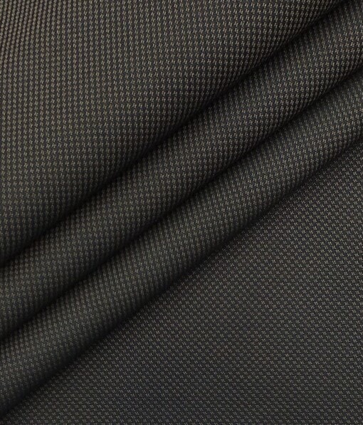 Mark & Peanni Coffee Brown Royal Oxford Weave Structured Premium Party Wear Three Piece Unstitched Suit Length Fabric (Unstitched - 3.75 Mtr)