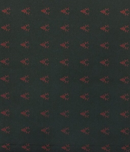 Don & Julio (D & J) Black Base Red Dobby Premium Bandh Gala or Blazer Fabric (Unstitched - 2 Mtr)