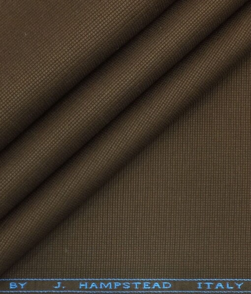 J.hampstead by Siyaram's Walnut Brown 100% Cotton Structured Trouser Fabric (Unstitched - 1.30 Mtr)