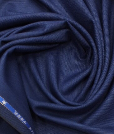 J.Hampstead by Siyaram's Royal Blue Structured Super 100's 35% Wool Premium Unstitched Three Piece Suit Fabric (3.75 Mtr)