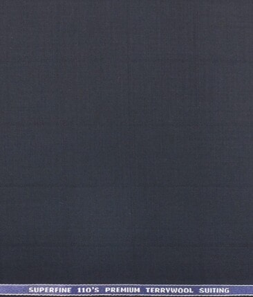Saville & Young (S&Y) Dark Navy Blue Self Broad Check Super 110's 22% Merino Wool Premium Unstitched Trouser Fabric (1.25 Mtr)