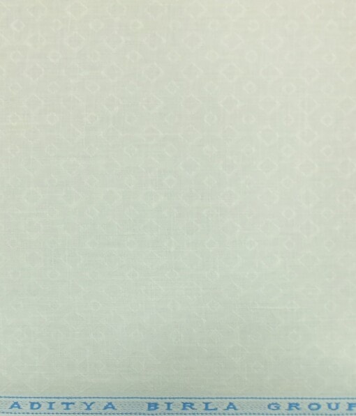 Linen Club White 100% Pure Linen 60 LEA Jacquard Structured Shirt Fabric (1.60 M)