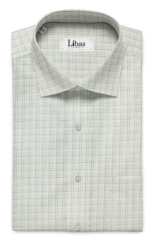 Arvind Men's White 100% Premium Cotton Grey Check Shirt Fabric (1.60 M)