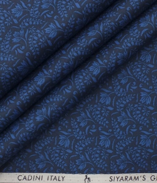 Cadini by Siyaram's Men's Dark Royal Blue 100% Cotton Damask Print Shirt Fabric (1.60 M)