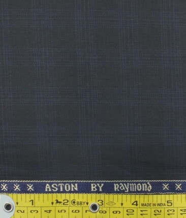 Raymond Dark Navy Blue Checks Trouser Fabric With Bombay Rayon White Floral Printed Shirt Fabric (Unstitched)