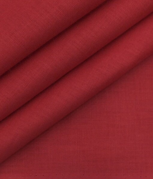 Exquisite Men's Blood Red 100% Cotton Chambray Weave Solid Shirt Fabric (1.60 M)