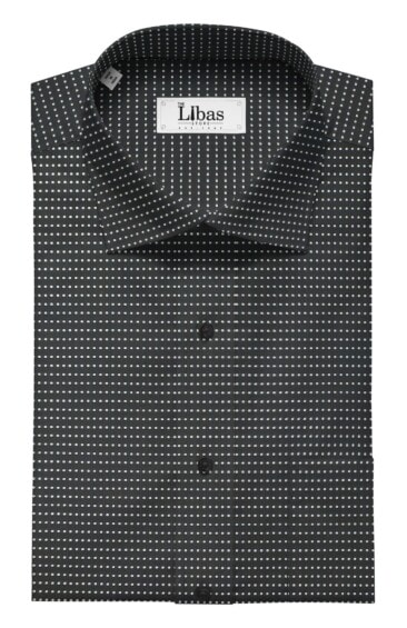 F.M. Hammerle Men's Black & White 100% Giza Cotton Dobby Shirt Fabric (1.60 M)