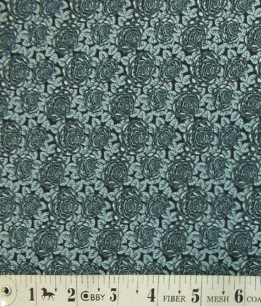 Nemesis Men's Dark Sea Green 100% Egyptian Giza Cotton Floral Printed Shirt Fabric (1.60 M)