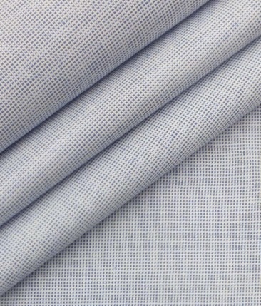 Bombay Rayon Men's 100% Cotton White & Blue Structured Shirt Fabric (1.60 M)