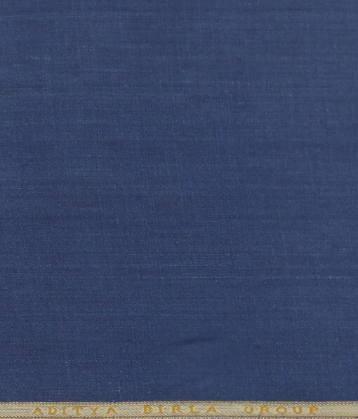 Linen Club Denim Blue 100% European Linen Self Design Unstitched Trouser Fabric (1.30 M)