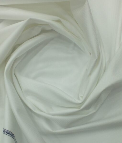 Raymond Pure White 100% PIMA Cotton 2 Ply Diamond Dobby Structured Shirt Fabric (1.70 M)