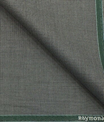 Raymond Medium Grey Houndstooth Weave Poly Viscose Trouser or 3 Piece Suit Fabric (Unstitched - 1.25 Mtr)