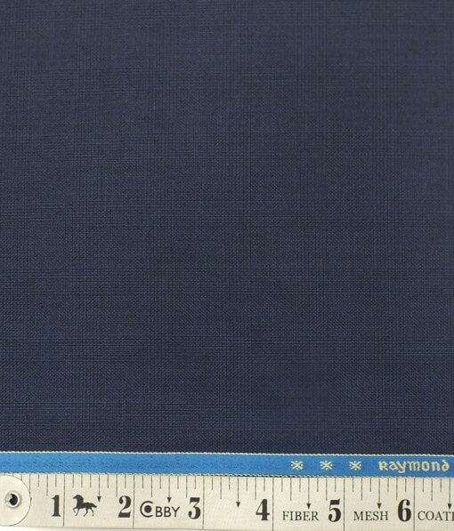 Raymond Dark Aegean Blue Self Checks Poly Viscose Trouser or 3 Piece Suit Fabric (Unstitched - 1.25 Mtr)