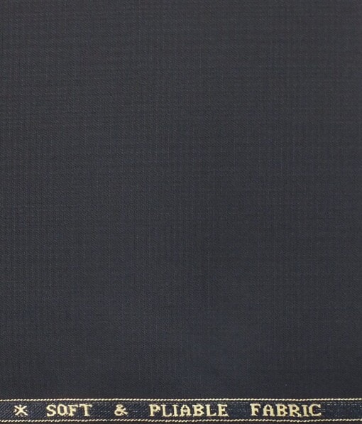 Raymond Dark Navy Blue Self Checks Poly Viscose Trouser or 3 Piece Suit Fabric (Unstitched - 1.25 Mtr)