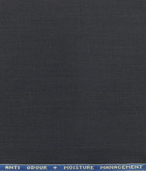 Raymond TechnoStretch Dark Greyish Blue Self Dotted Structure Poly Viscose Stretchable Trouser or 3 Piece Suit Fabric (Unstitched - 1.25 Mtr)
