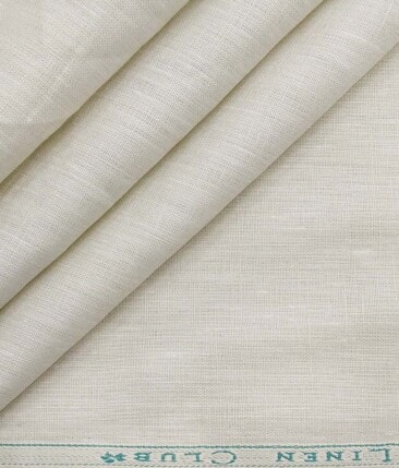 Linen Club Light Pistachious Cream 100% Pure Linen 60 Lea Self Design Shirt Fabric (1.60 M)