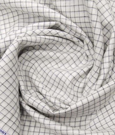 Arvind White 100% Irish Linen 60 LEA Grey Checks Shirt Fabric (1.60 M)