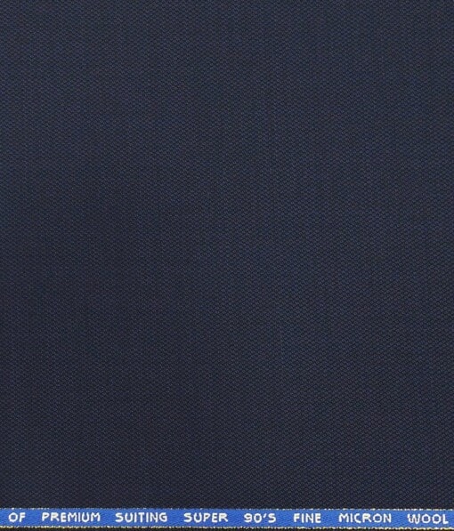 J.Hampstead by Siyaram's Dark Royal Blue Structured Super 90's 20% Merino Wool  Unstitched Fabric (1.25 Mtr) For Trouser