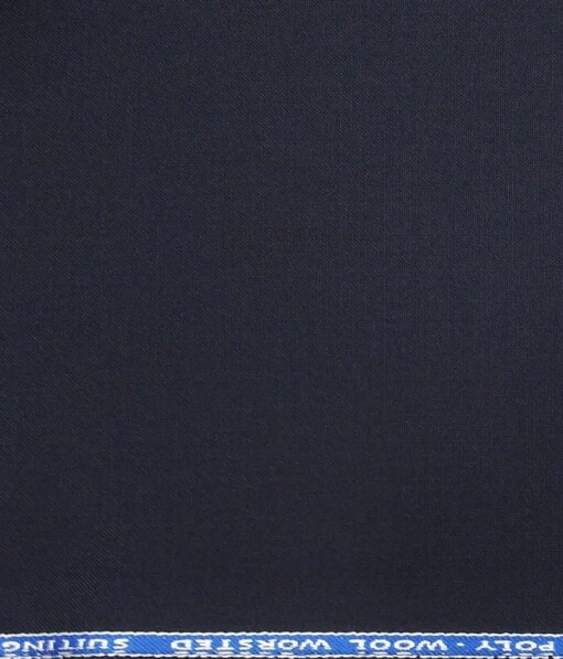 J.Hampstead by Siyaram's Dark Navy Blue Solid Matty 30% Wool  Unstitched Fabric (1.25 Mtr) For Trouser