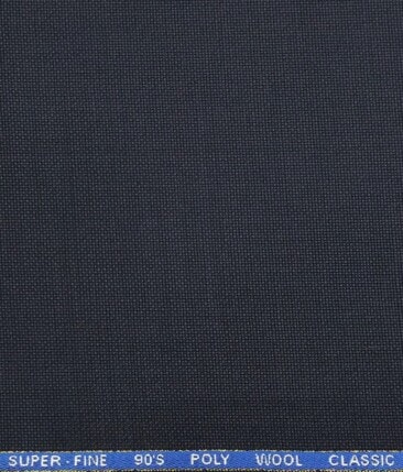 J.Hampstead by Siyaram's Dark Blue Structured Super 90's 35% Merino Wool  Unstitched Fabric (1.25 Mtr) For Trouser