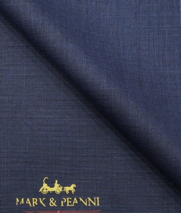 Mark & Peanni Denim Blue Self Design Terry Rayon Unstitched Fabric (1.25 Mtr) For Trouser