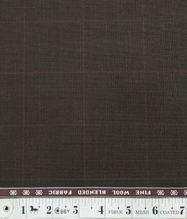 Raymond Dark Brown Self Checks 10% Merino Wool Unstitched Fabric (1.25 Mtr) For Trouser
