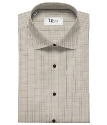 Tessitura Monti Beige 100% Giza Cotton Self Checks Shirt Fabric (1.60 M)