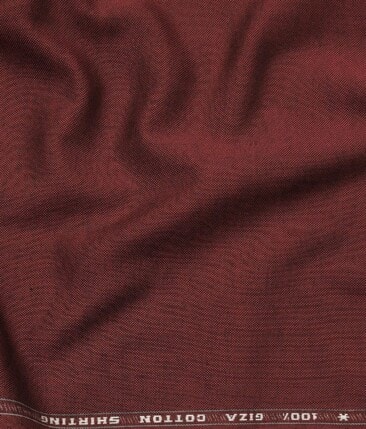 Solino 100% Giza Cotton Dark Maroon Red Solid Pin Point Oxford Shirt Fabric (1.60 M)