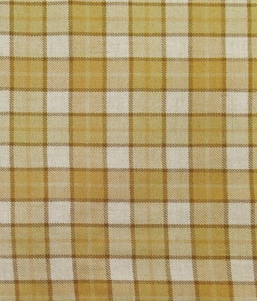 Absoluto Mustard Yellow & Beige Checks Unstitched Thick Terry Rayon Blazer Fabric