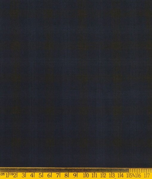 Don & Julio Dark Blue & Brown Checks Unstitched Terry Rayon Suiting Fabric
