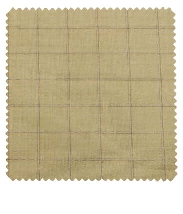 Grado by Grasim Beige Polyester Viscose Broad Checks Unstitched Suiting Fabric