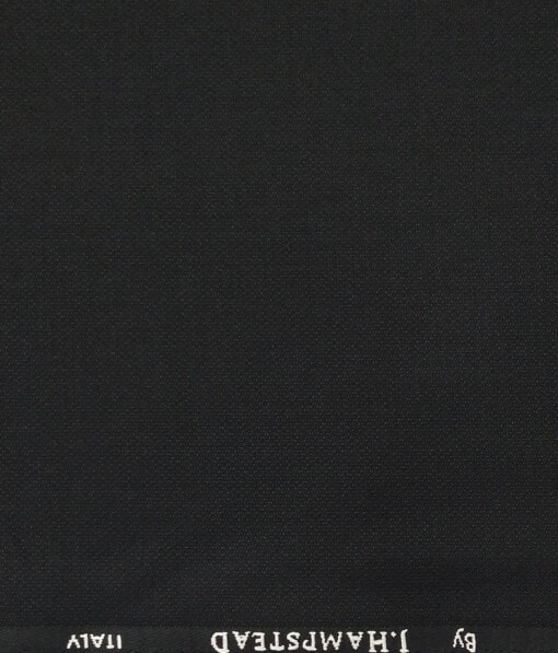 J.Hamsptead by Siyaram's Black Polyester Viscose Structured Unstitched Suiting Fabric