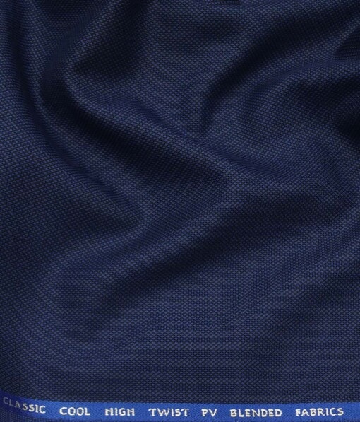 J.Hamsptead by Siyaram's Royal Blue Polyester Viscose Structured Unstitched Suiting Fabric