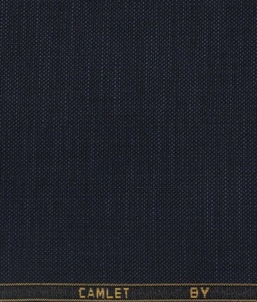 J.Hamsptead by Siyaram's Dark Blue Terry Rayon Jute Weave Structured Unstitched Suiting Fabric
