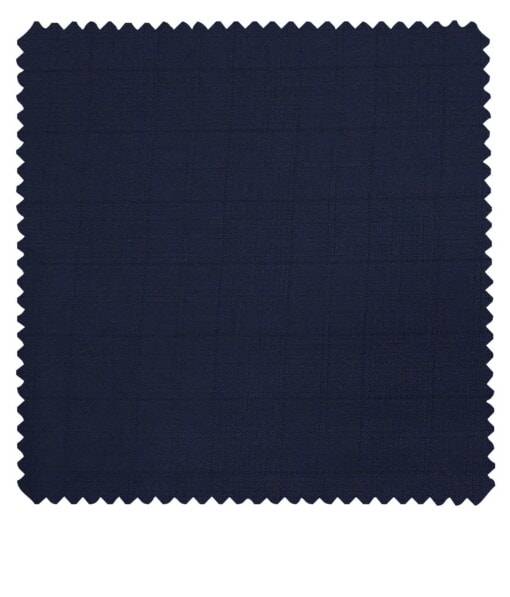 Siyaram's Dark Blue Terry Rayon Self Checks Unstitched Suiting Fabric