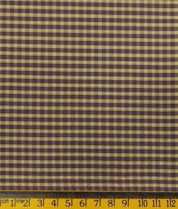 Bombay Rayon Yellow & Brown 100% Premium Cotton Checks Shirt Fabric (1.60 M)