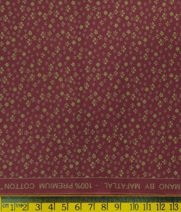 Mafatlal Maroon 100% Premium Cotton Light Brown Printed Shirt Fabric (1.60 M)