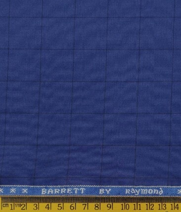 Combo of Raymond Royal Blue Checks Trouser Fabric With Exquisite White Cotton Blend Shirt Fabric (Unstitched)