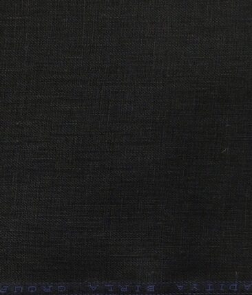 Linen Club Men's Pure 100% Linen Black Solid Unstitched Suiting Fabric (3M)