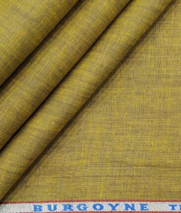Burgoyne Men's Mustard Yellow 100% Irish Linen Self Deisgn Unstitched Shirting Fabric (2.25 Meter)