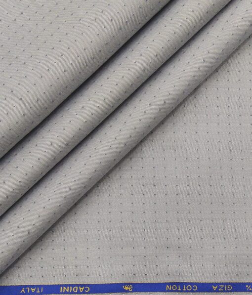 Cadini Italy Men's Light Grey 100% Giza Cotton Dotted Shirt Fabric (1.60 M)
