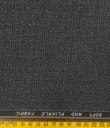 Raymond Grey Polyester Viscose Broad Self Checks Unstitched Suiting Fabric - 3.75 Meter